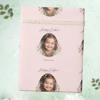 Easter Wrapping Paper with Floral Egg Photo Frame