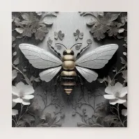 Geometric Golden Honeybee Art Jigsaw Puzzle