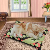 Modern Dots Colorful Pattern Personalized Name Dog Pet Bed