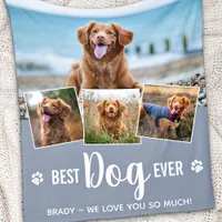Best Dog Ever Modern Gray Photo Collage Fleece Blanket