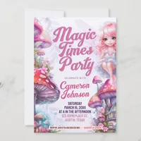 Fairy Mushroom Magic Times Whimsical Party Invitation