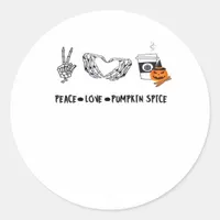 Peace And Pumpkin Spice, Halloween Skeletons Class Classic Round Sticker