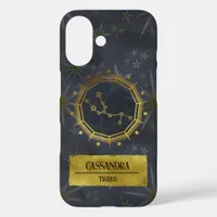 Taurus Dark Zodiac Astrology: Black & Gold iPhone 16 Case