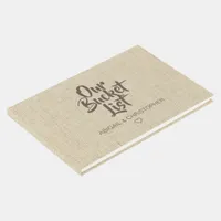 Faux Linen Our Bucket List Couple Keepsake Guest Book