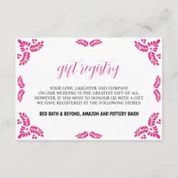 Mexican Talavera Pink Floral Minimalist Wedding Enclosure Card