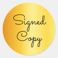 Modern Font Signed Copy Bright Gold Gradient Classic Round Sticker