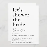 Black and White Simple Modern Bridal Shower Invitation