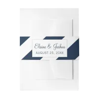 Navy Blue Modern Wedding invites belly band