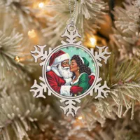 Mr and Mrs Clause Sweet Christmas  Snowflake Pewter Christmas Ornament