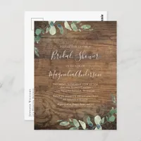 Wood Eucalyptus Bridal Shower Invitation Postcard