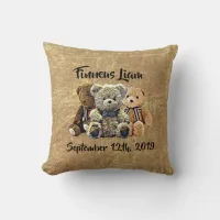 Personalized Teddy Bear Baby Boy Nursery Throw Pillow