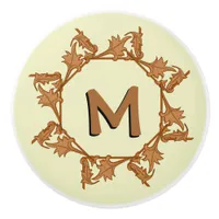 Drawer Pulls - Leaves in Circle with Initial (v.2)