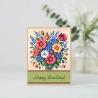 Vintage 1940s Flower Bouquet | Birthday Postcard