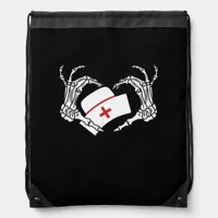 Skeleton Hand Heart Lazy - Halloween Costume Nurse Drawstring Bag