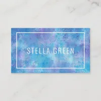 Watercolor Modern Trendy Blue Business Card