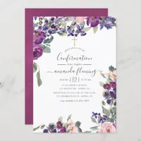 Violet, Plum and Blush Floral Confirmation Invitation