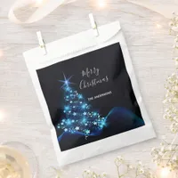 Christmas party black blue tree name modern favor bag