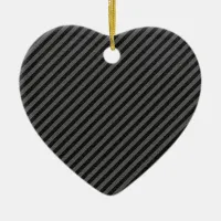 Thin Black and Gray Diagonal Stripes Ceramic Ornament