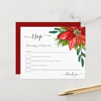 Budget Poinsettia Foliage Christmas Wedding RSVP