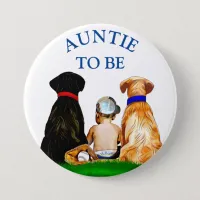 Auntie to be Baseball Boy's Baby Shower  Button