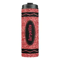 Red Glitter Crayon Custom Name Hot Drink Tumbler