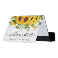 Sunflower Marble Hand Lettering Jewelry Boutique Desk Business Card Holder