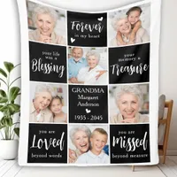 Memorial 6 Photo Collage Personalized Sympathy  Fleece Blanket