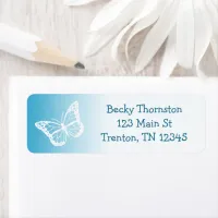 Blue Butterfly Return Address Label