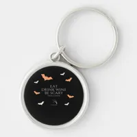 Hallowine Halloween Quote Eat Drink Keychain
