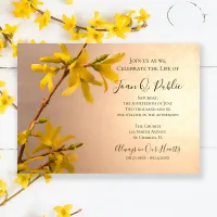 Yellow Spring Forsythia Flower Celebration of Life Invitation