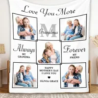 Stylish GRANDMA Personalized 5 Photo Collage Fleec Fleece Blanket