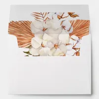 Rustic Boho Pampas Grass Orchids Cotton Wedding Envelope