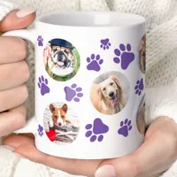 Purple Pawprint 8 Pet Dog Photo Collage Coffee Mug