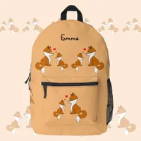 Cute foxes, custom kids  printed backpack