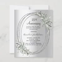 25th wedding anniversary silver invitation