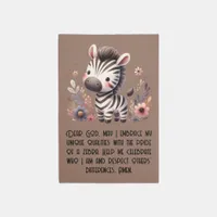 Woodland Zebra Kids Christian Prayer on Brown | Rug