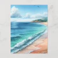 WAtercolor Tropical Beach Coastal Postcard