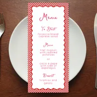 "That's Amore" Italian Red Checkered Whimsical  Menu