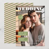 Blush & Sage Green Magazine Wedding Photo Invitation
