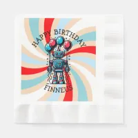 Robot Themed Boy's Happy Birthday Napkins