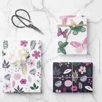 Watercolor Butterfly Garden Pattern Wrapping Paper Sheets