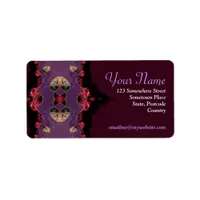 Heart Lace Purple Deep Red Address Label