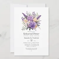 Digital Lavender Floral Wedding Rehearsal Dinner Invitation