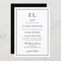 Minimalist Black and White Monogram Wedding Invitation