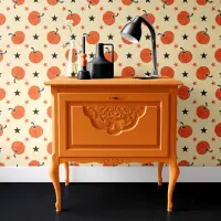 Whimsical Cream & Orange Pumpkin Stars Halloween Wallpaper