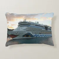 AIDAluna Cruise Ship in Road Town on Tortola Accent Pillow