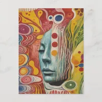 Abstract Face Mixed Media Collage AI Postcard