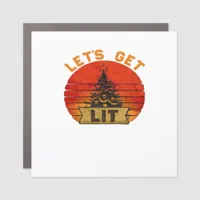Let's Get Lit Funny Christmas Humor Quote Vintage  Car Magnet