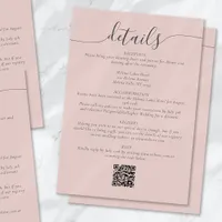 Blush Bohemian Script Simple Wedding Details Enclosure Card
