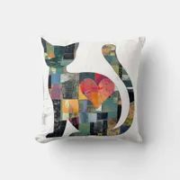 Patchwork Cat Throw Pillow